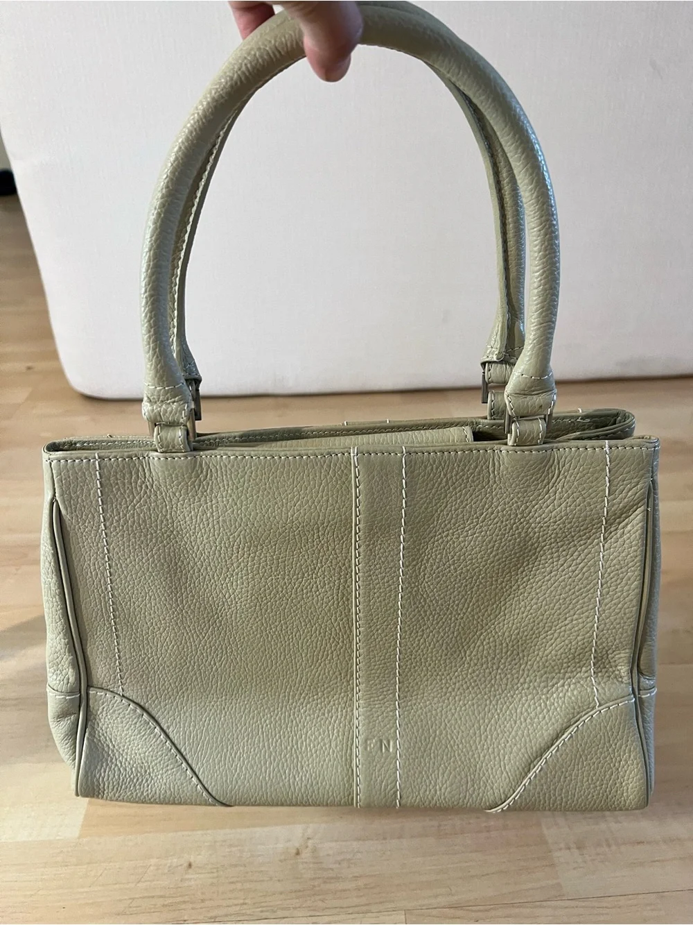 Fly Now Leather Handbag Womens Sage Green Satchel Tote Purse Structured Chic